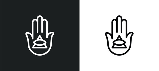 hamsa outline icon in white and black colors. hamsa flat vector icon from religion collection for web, mobile apps and ui.