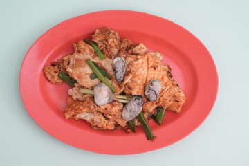 Singapore fried oyster omelette 