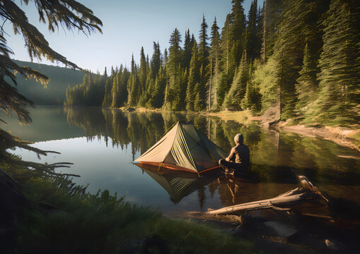 tent on the lake