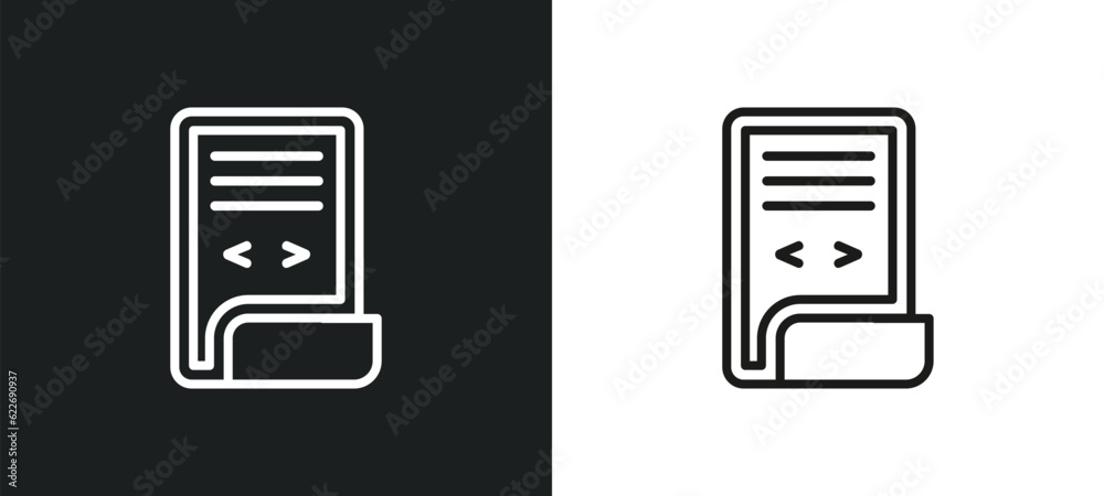 Wall mural page outline icon in white and black colors. page flat vector icon from programming collection for w