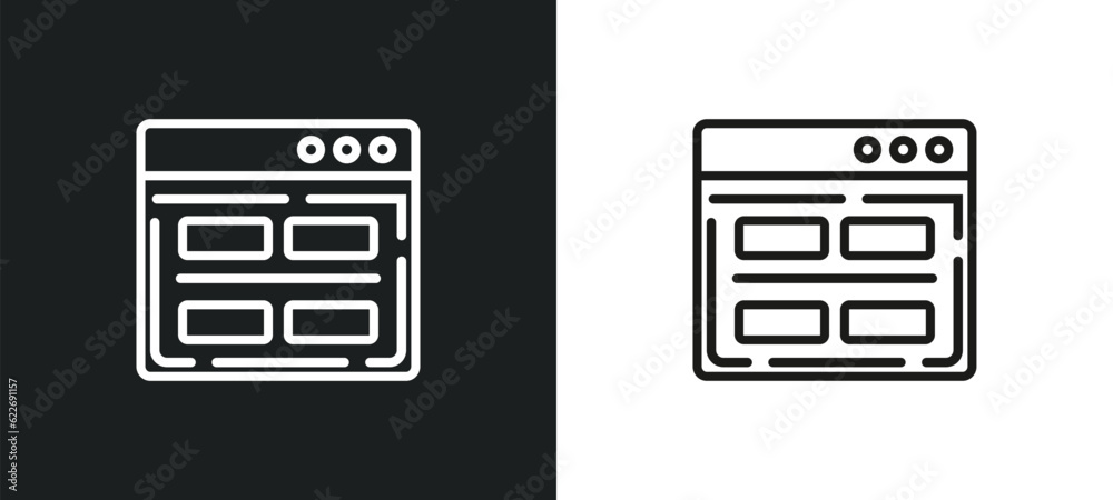 Poster theme outline icon in white and black colors. theme flat vector icon from programming collection for