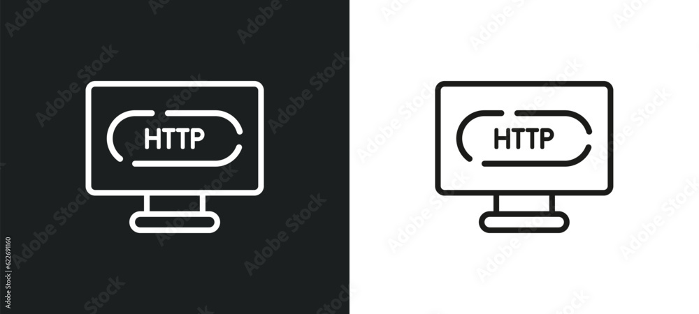 Poster http outline icon in white and black colors. http flat vector icon from programming collection for w