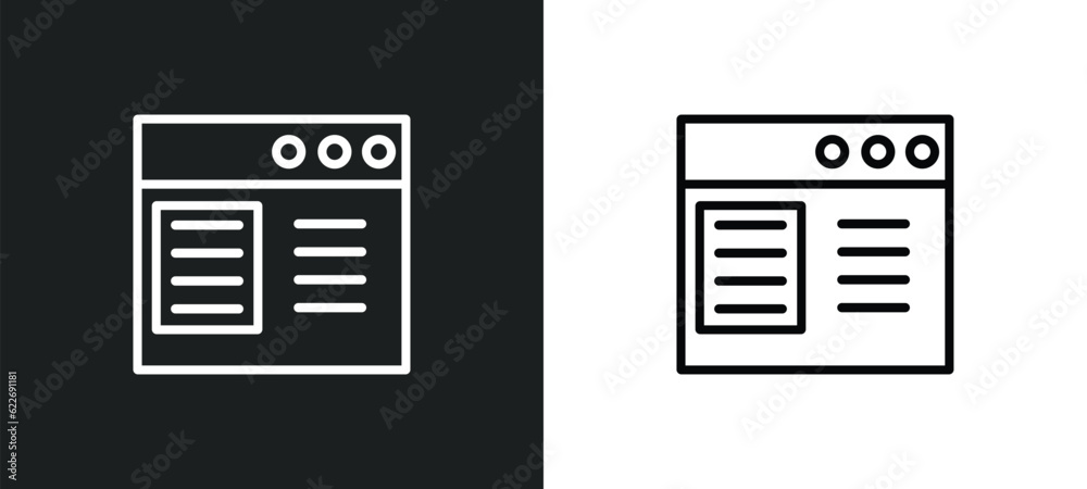 Poster web development outline icon in white and black colors. web development flat vector icon from seo co