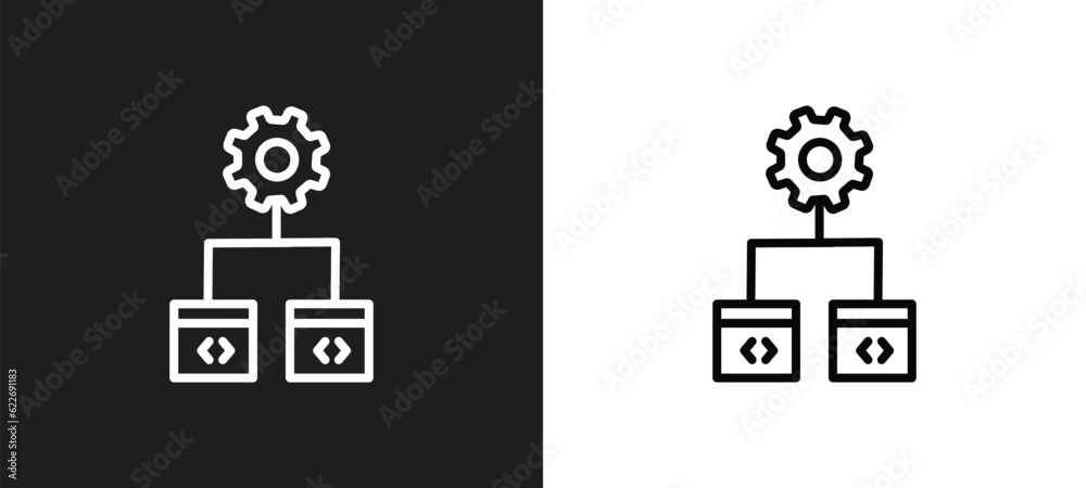 Poster web optimization outline icon in white and black colors. web optimization flat vector icon from seo 