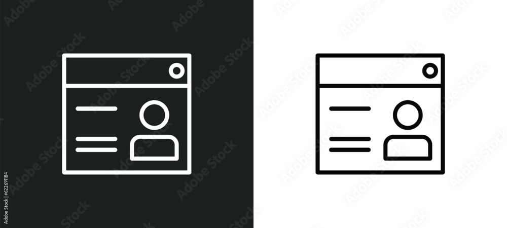 Poster web de outline icon in white and black colors. web de flat vector icon from programming collection f