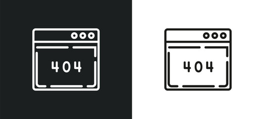 error 404 outline icon in white and black colors. error 404 flat vector icon from programming collection for web, mobile apps and ui.