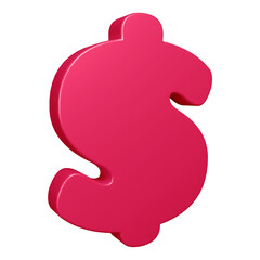3D pink dollar symbol or icon design