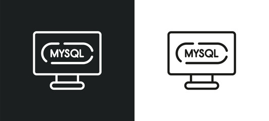 mysql outline icon in white and black colors. mysql flat vector icon from programming collection for web, mobile apps and ui.