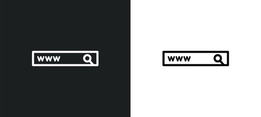 web domain outline icon in white and black colors. web domain flat vector icon from seo collection for web, mobile apps and ui. - obrazy, fototapety, plakaty