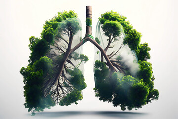 Green lung with trees and roots. Generative ai design. - obrazy, fototapety, plakaty