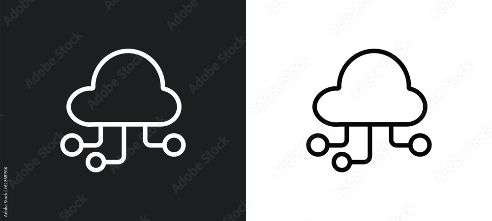 Poster computing outline icon in white and black colors. computing flat vector icon from programming collec