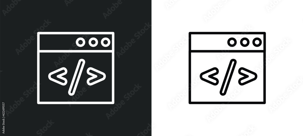 Poster clean code outline icon in white and black colors. clean code flat vector icon from programming coll