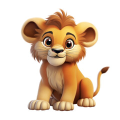 Fototapeta premium Cute cartoon lion cub isolated on white background