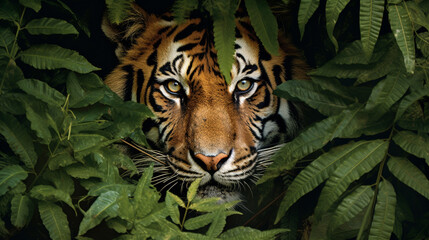portrait of a tiger HD 8K wallpaper Stock Photographic Image - obrazy, fototapety, plakaty