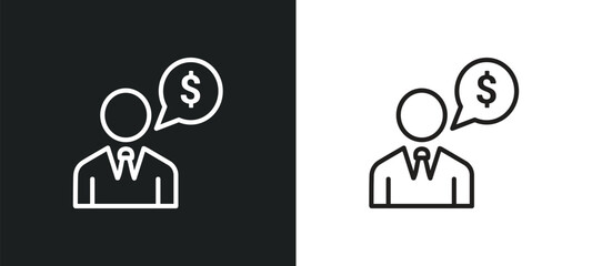 financial advisor outline icon in white and black colors. financial advisor flat vector icon from professions collection for web, mobile apps and ui.