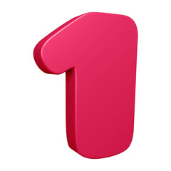 3d pink number 1 design for math, business and education concept 