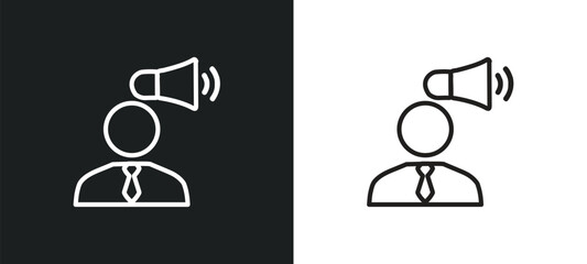 marketing manager outline icon in white and black colors. marketing manager flat vector icon from professions collection for web, mobile apps and ui.