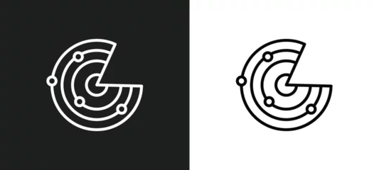 Fotobehang radar detection outline icon in white and black colors. radar detection flat vector icon from people skills collection for web, mobile apps and ui. © Digital Bazaar