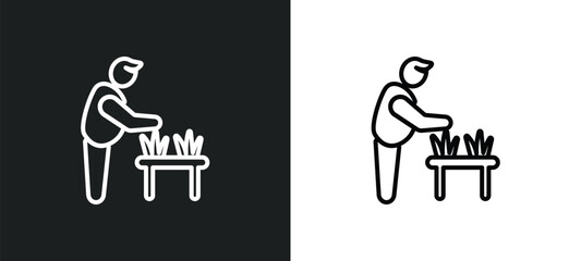 gardener outline icon in white and black colors. gardener flat vector icon from people skills collection for web, mobile apps and ui.