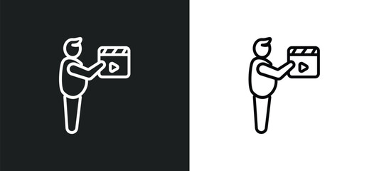 filmmaker outline icon in white and black colors. filmmaker flat vector icon from people skills collection for web, mobile apps and ui.