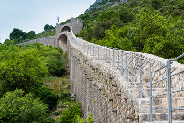 Fototapeta premium Ston, Croatia 05-06-2023. View of Ston wall old fortress in Croatia.