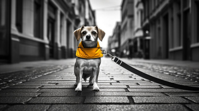dog in the street  HD 8K wallpaper Stock Photographic Image