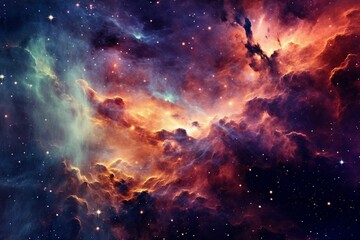 Fototapeta na wymiar vibrant starscape with nebulae, galaxies and star clusters