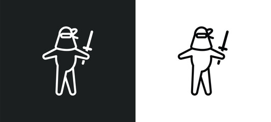 ninja portrait outline icon in white and black colors. ninja portrait flat vector icon from people collection for web, mobile apps and ui.