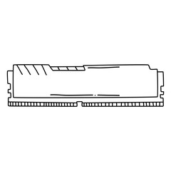  hand drawn vector Ram Memory in doodle cartoon style