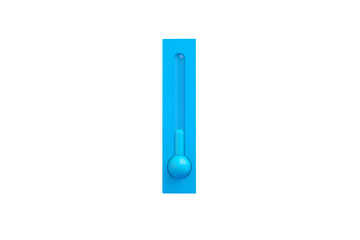 thermometer isolated on transparent background with low temperature, 3d rendering, concept of cold winter