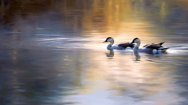 family of swans HD 8K wallpaper Stock Photographic Image
