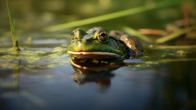 frog in the pond  HD 8K wallpaper Stock Photographic Image