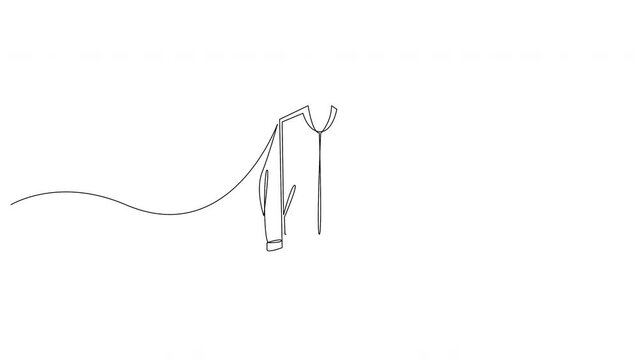 Self drawing animation of jacket drawn by one continuous line. Animated minimalist single line doodle.
