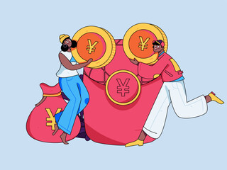 Holiday Shopping E-Commerce Online Shopping People Flat Vector Concept Operation Hand Drawn Illustration
