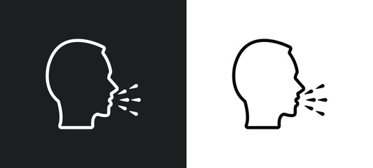 cough outline icon in white and black colors. cough flat vector icon from people collection for web, mobile apps and ui.
