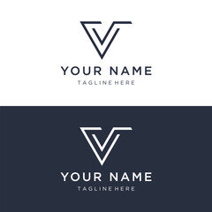 Initial V Minimal letter logo template design with modern and luxury geometric shape.Logo for business, brand, company,business card or identity and fashion.