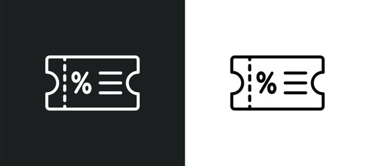 discount voucher outline icon in white and black colors. discount voucher flat vector icon from payment methods collection for web, mobile apps and ui.