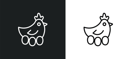 Obraz premium chichen hen outline icon in white and black colors. chichen hen flat vector icon from other collection for web, mobile apps and ui.