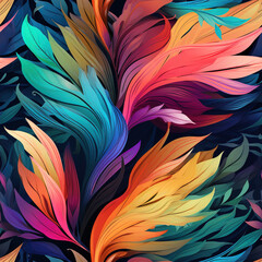 Abstract flower and leaf background. blue, orange, red and yellow colors. created with generative AI technology.