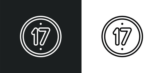 seventeen outline icon in white and black colors. seventeen flat vector icon from other collection for web, mobile apps and ui.