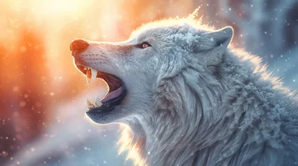 Selbstklebende Fototapeten wolf in the snow HD 8K wallpaper Stock Photographic Image © Ahmad