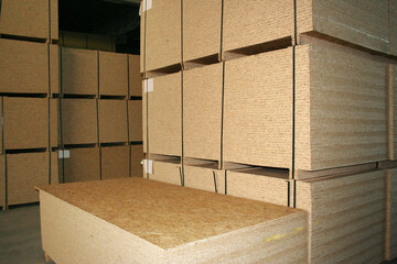 OSB board. Sheet material is used in construction.