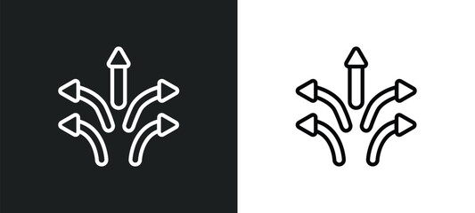 five outline icon in white and black colors. five flat vector icon from orientation collection for web, mobile apps and ui.