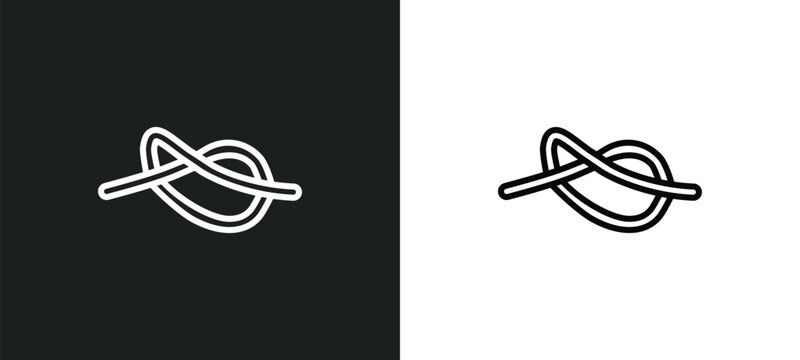 rope tied outline icon in white and black colors. rope tied flat vector icon from nautical collection for web, mobile apps and ui.