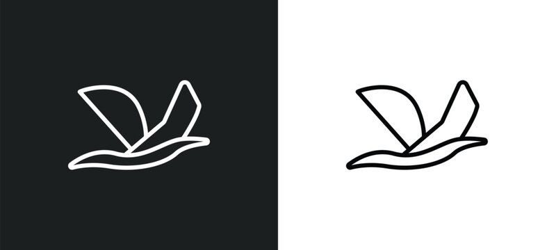 capsizing outline icon in white and black colors. capsizing flat vector icon from nautical collection for web, mobile apps and ui.