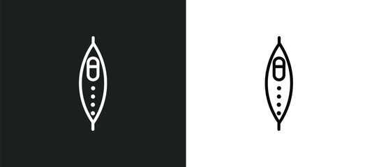 one kayak outline icon in white and black colors. one kayak flat vector icon from nautical collection for web, mobile apps and ui.