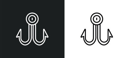 double bait outline icon in white and black colors. double bait flat vector icon from nautical collection for web, mobile apps and ui.
