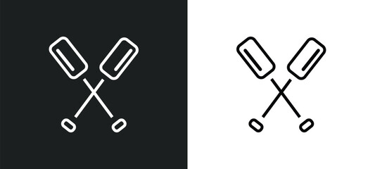 paddles outline icon in white and black colors. paddles flat vector icon from nautical collection for web, mobile apps and ui.