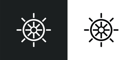 rudder outline icon in white and black colors. rudder flat vector icon from nautical collection for web, mobile apps and ui. © Digital Bazaar