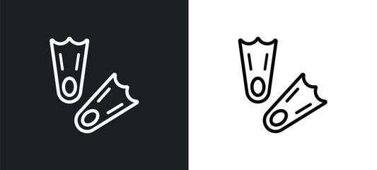 flippers outline icon in white and black colors. flippers flat vector icon from nautical collection for web, mobile apps and ui. - obrazy, fototapety, plakaty